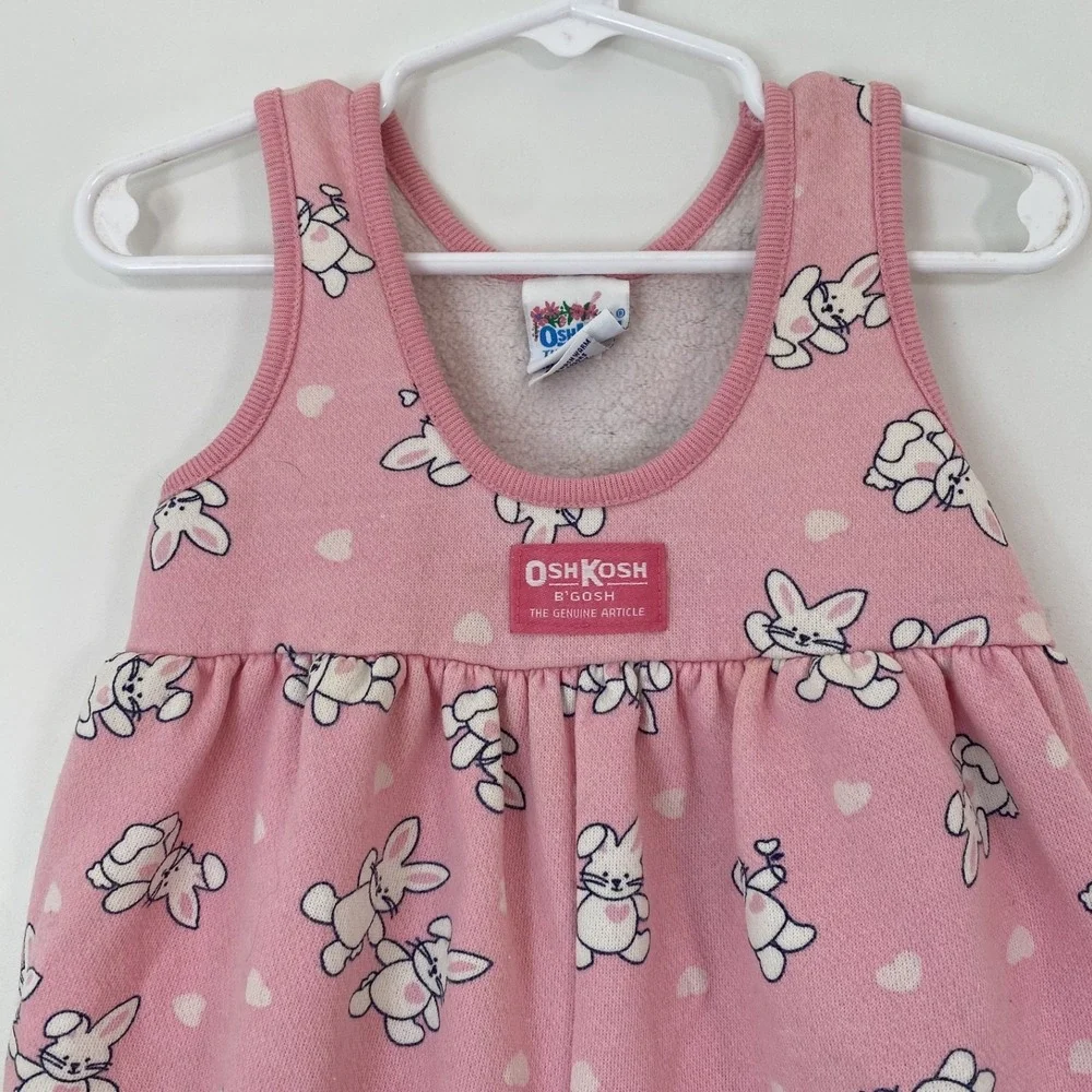 Vintage OshKosh B'Gosh Baby Easter Bunny‎ Romper Size 6-9 Months Pink Bubble USA